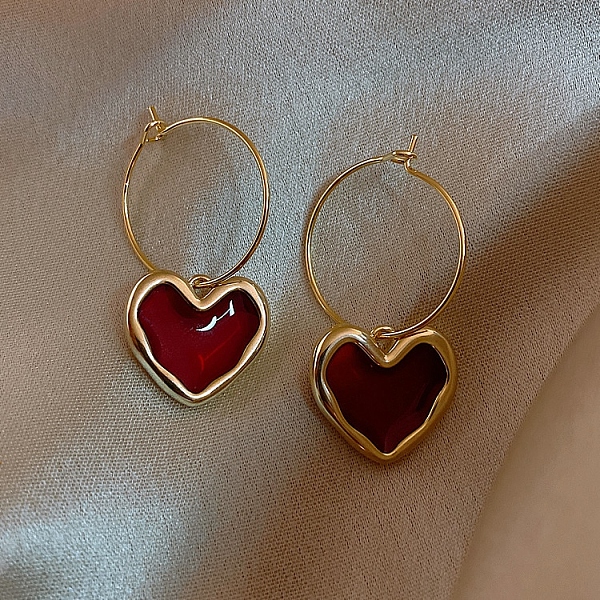 

PandaHall Alloy Enamel Dangle Earrings for Women, with 925 Sterling Silver Pin, Heart, 24x10mm Plastic Heart