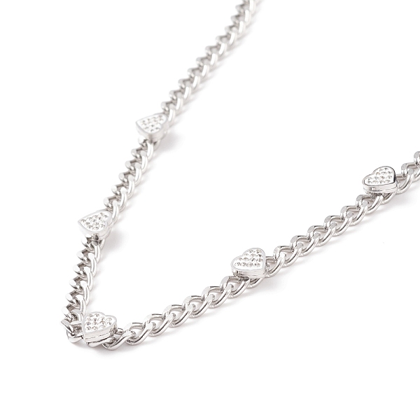 

PandaHall Crystal Rhinestone Heart Pendant Necklace, 304 Stainless Steel Jewelry for Women, Stainless Steel Color, 15.94 inch(40.5cm)..., Clear