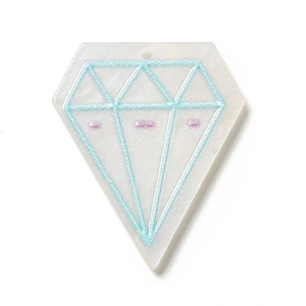 

PandaHall Printed Opaque Acrylic Pendants, Diamond Pattern, 34x28.5x2mm, Hole: 1.4mm Acrylic Diamond White