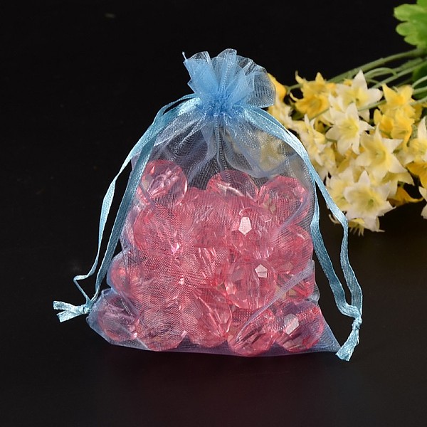 

PandaHall Organza Bags, Rectangle, Sky Blue, about 10cm wide, 15cm long Organza Rectangle Blue