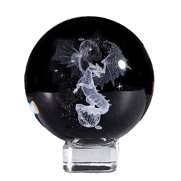 Inner Carving Dragon Glass Crystal Ball Diaplay Decoration