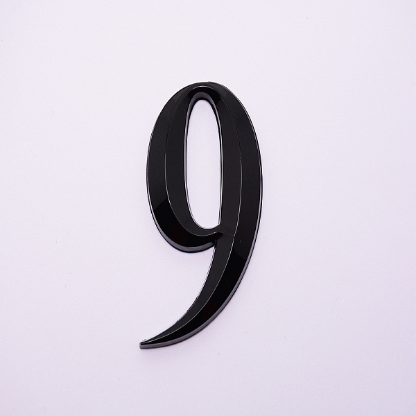 PandaHall Plastic & PVC Number Sign Labels, Black, Num.9, 9: 51.5x31.5x8mm Plastic Black