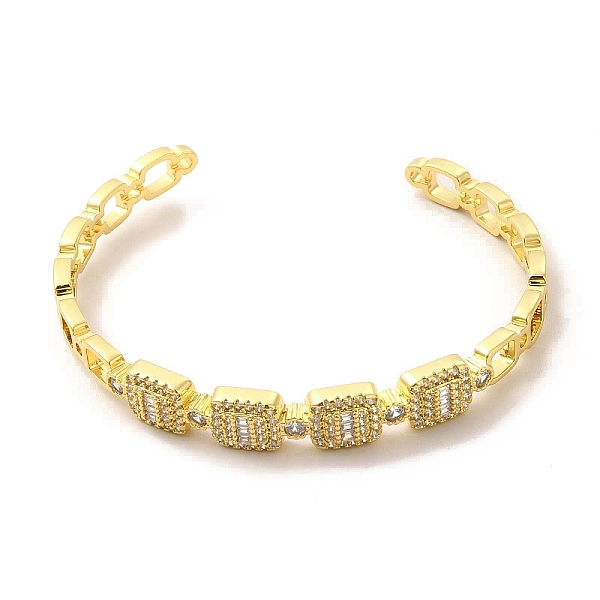 

PandaHall Clear Cubic Zirconia Rectangle Open Cuff Bangle, Brass Jewelry for Women, Golden, Inner Diameter: 2-1/8x2-1/4 inch(5.5x5.65cm)...