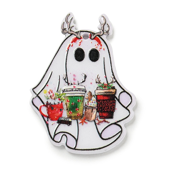 

PandaHall Christmas Acrylic Pendants, Ghost Coffee, White, 44.5x32x2.5mm Acrylic Ghost White