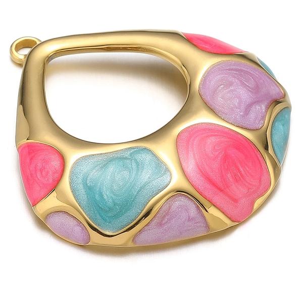 

PandaHall Stainless Steel Pendants, with Enamel, Golden, Teardrop Charm, Hot Pink, 34x34mm Stainless Steel+Enamel Teardrop
