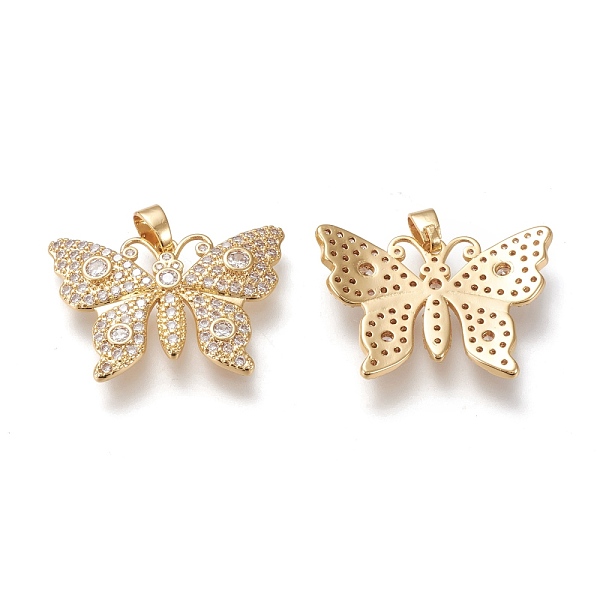 

PandaHall Brass Micro Pave Cubic Zirconia Pendants, Long-lasting Plated, Butterfly, Clear, Golden, 22x30x3mm, Hole: 5x3mm Brass+Cubic...