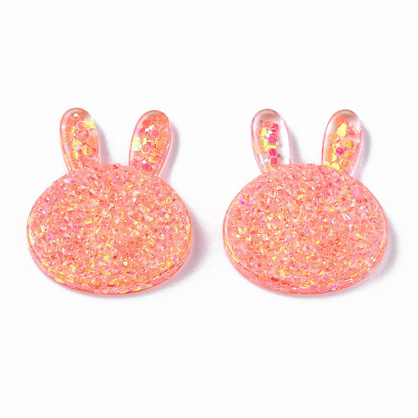 

PandaHall Transparent Resin Cabochons, with Paillette, Rabbit's Head, Coral, 22x19x7.5mm Epoxy Resin Rabbit Red