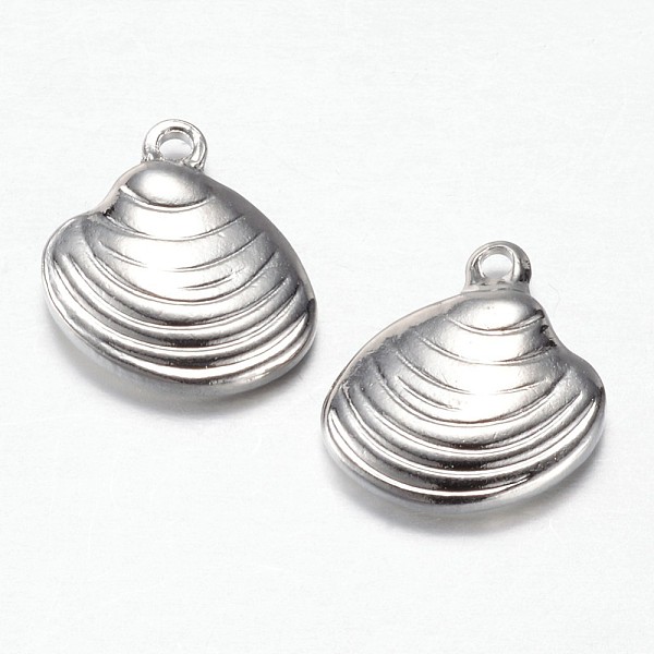 

PandaHall 304 Stainless Steel Charms, Shell Shape, Stainless Steel Color, 14x13x3mm, Hole: 1.2mm 201 Stainless Steel Shell Shape
