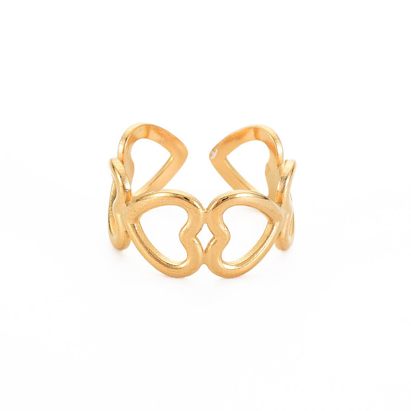 

PandaHall Ion Plating(IP) 304 Stainless Steel Open Heart Wrap Cuff Ring for Women, Nickel Free, Nickel Free, Heart , Real 18K Gold Plated...