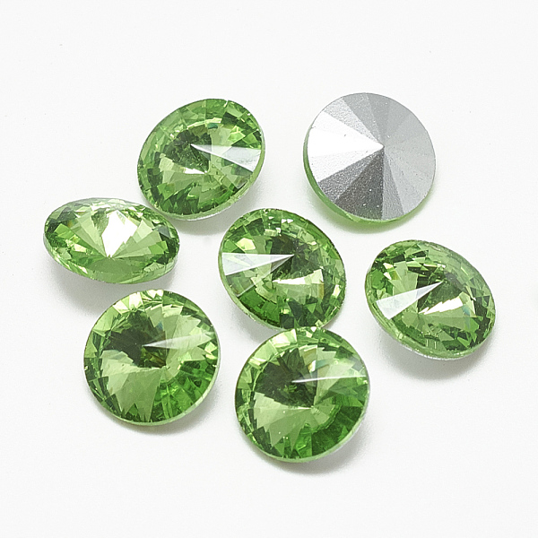 

PandaHall Pointed Back Glass Rhinestone Cabochons, Rivoli Rhinestone, Back Plated, Faceted, Cone, Peridot, 8x4mm Glass Rhinestone Cone Green