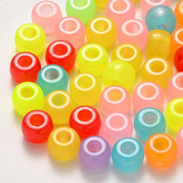 

PandaHall Plastic Beads, Luminous Beads, Rondelle, Mixed Color, 9x6mm, Hole: 3.5mm, about 1900pcs/500g. Plastic Rondelle Multicolor