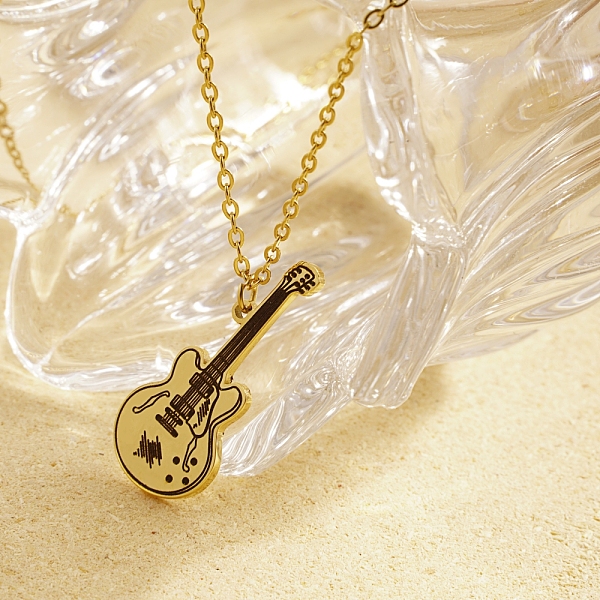 

PandaHall Guitar Pendant Necklaces, Stainless Steel Cable Chain Necklaces for Women Other