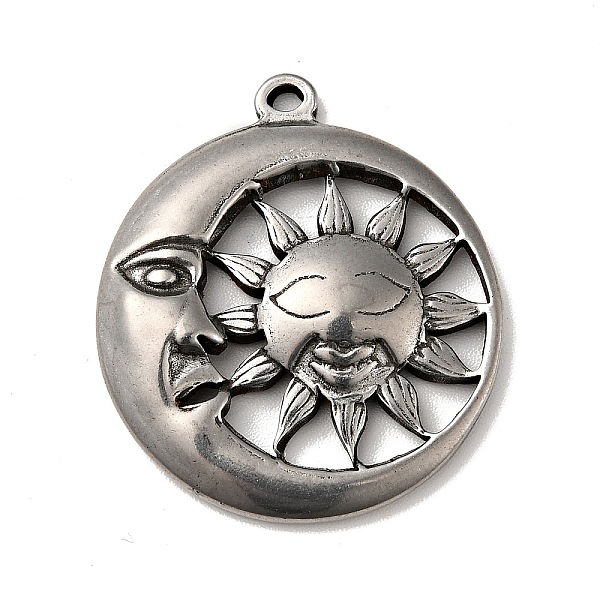 

PandaHall Tibetan Style 304 Stainless Steel Pendants, Sun with Moon Charms, Antique Silver, 29x25x3.5mm, Hole: 1.6mm 304 Stainless Steel Sun