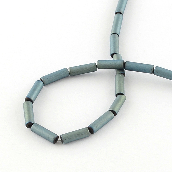

PandaHall Tube Electroplate Non-magnetic Synthetic Hematite Bead Strands, Matte Style, Green Plated, 9x3mm, Hole: 1mm, about 46pcs/strand...