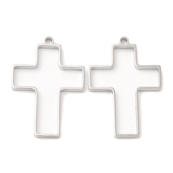 

PandaHall 304 Stainless Steel Open Back Bezel Cross Pendants, For DIY UV Resin, Epoxy Resin, Pressed Flower Jewelry, Stainless Steel Color...