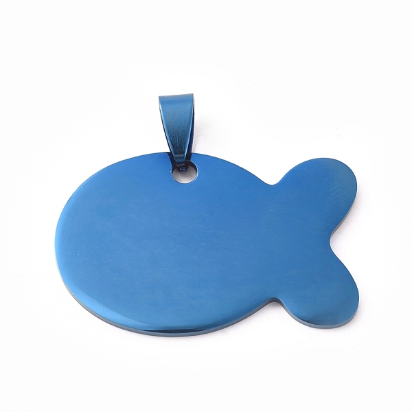 

PandaHall Stainless Steel Pendants, Stamping Blank Tag, Fish, Blue, 24x38x1.5mm, Hole: 5.5x9.5mm Stainless Steel Fish