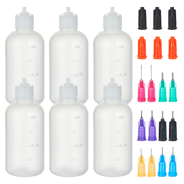 PandaHall BENECREAT 6 PACK 100ml Multi Purpose DIY Precision Tip Applicator Bottles Set, Ultra Fine Needle Tip Glue Applicator Squeeze...