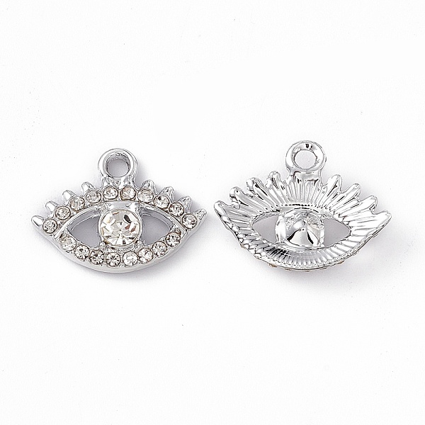 

PandaHall Alloy Rhinestone Pendants, Eye Charm, Platinum & Golden, Mixed Color, 13.5x17.5x3.5mm, Hole: 1.8mm Alloy+Rhinestone Eye Multicolor