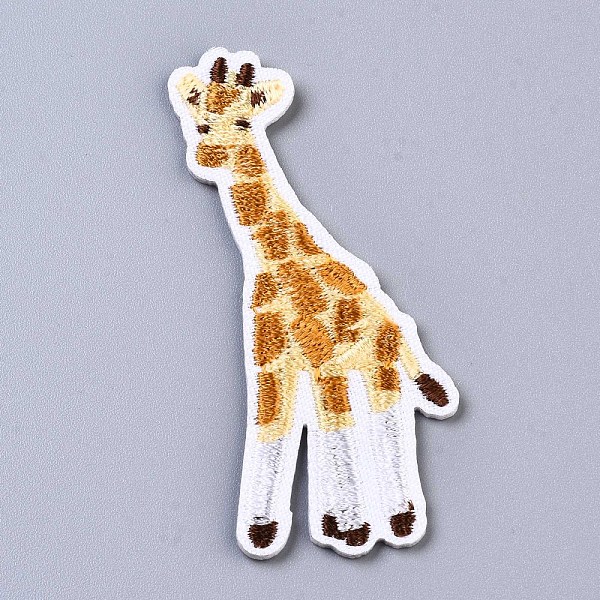 PandaHall Giraffe Appliques, Computerized Embroidery Cloth Iron on/Sew on Patches, Costume Accessories, Peru, 63x27x1.5mm Cloth Other Animal...
