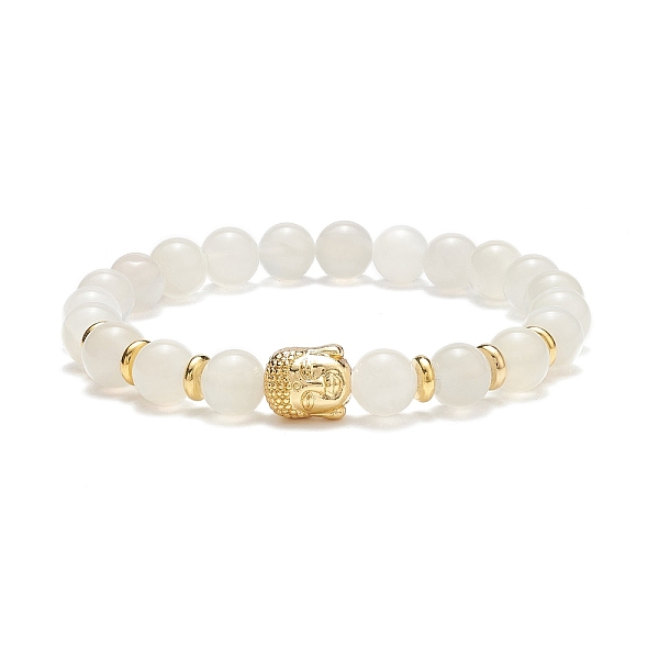 

PandaHall Natural White Moonstone & Alloy Buddha Head Beaded Stretch Bracelet, Gemstone Jewelry for Women, Inner Diameter: 2-3/8 inch...