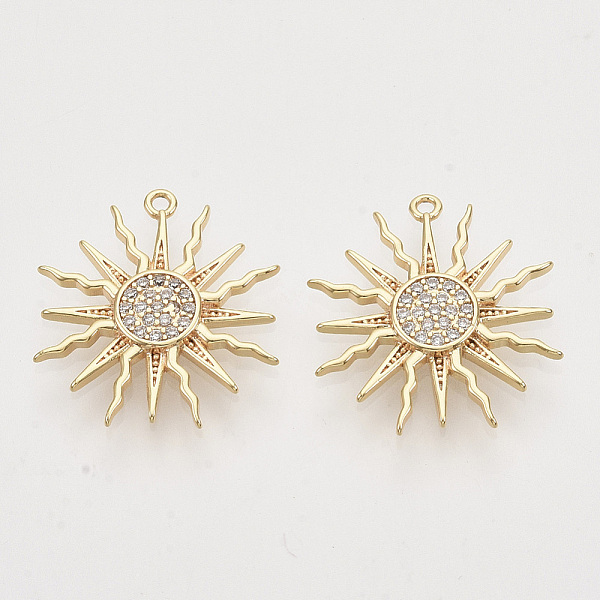 

PandaHall Brass Micro Pave Clear Cubic Zirconia Solar Eclipse Pendants, Nickel Free, Sun, Real 18K Gold Plated, 17.5x16x2.5mm, Hole: 1mm...