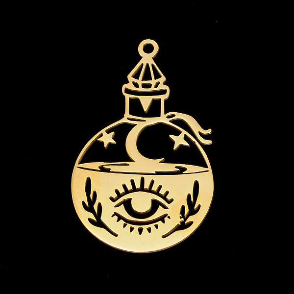 

PandaHall Vacuum Plating 201 Stainless Steel Pendants, Laser Cut, Round with Eye & Diamond, Golden, 33x20x1mm, Hole: 1.5mm 201 Stainless...