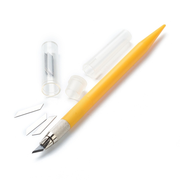 

PandaHall Plastic & Metal Carving Tools, Metal Sculpting Knife, for Wood Carving/DIY Scrapbook/Crafts Supplies, Orange, 16x1.15cm Plastic...