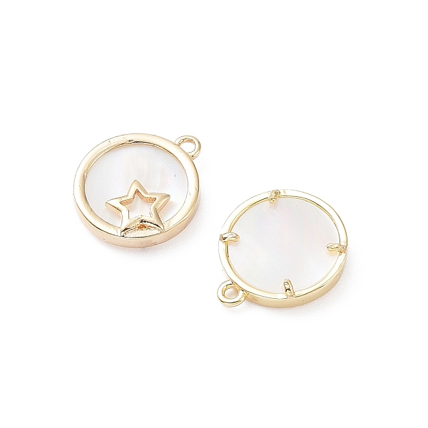 

PandaHall Rack Plating Brass Flat Round Charms with Shell, Long-Lasting Plated, Real 18K Gold Plated, 13x11x2mm, Hole: 1mm Shell Flat Round