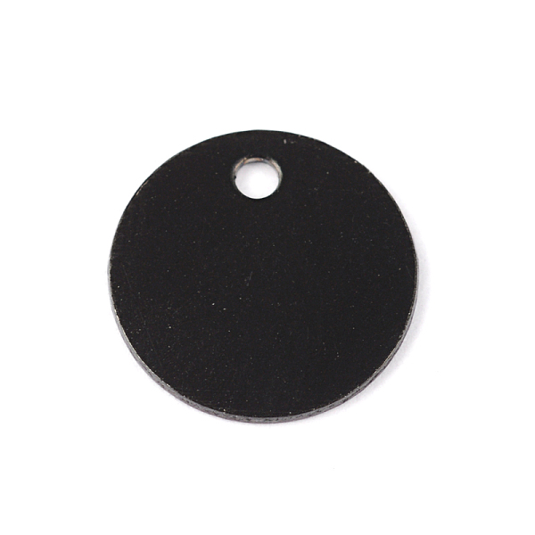 

PandaHall 304 Stainless Steel Charms, Blank Stamping Tag, Flat Round, Electrophoresis Black, 10x0.8mm, Hole: 1.2mm 304 Stainless Steel Flat...