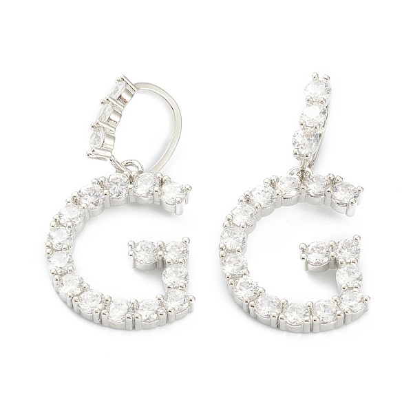

PandaHall Brass Micro Pave Clear Cubic Zirconia Pendants, Letter, Letter.G, 19~22.5x10.5~20x2.5mm, Hole: 9.5x6mm Brass+Cubic Zirconia Letter...