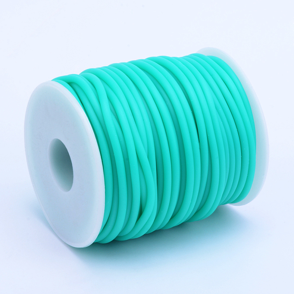 

PandaHall Hollow Pipe PVC Tubular Synthetic Rubber Cord, Wrapped Around White Plastic Spool, Medium Turquoise, 3mm, Hole: 1.5mm, about 27.34..., Cyan