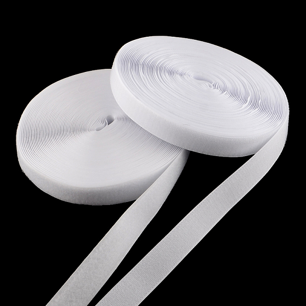 

PandaHall Adhesive Hook and Loop Tapes, Magic Taps with 50% Nylon and 50% Polyester, White, 25mm, about 25m/roll, 2rolls/group Nylon White