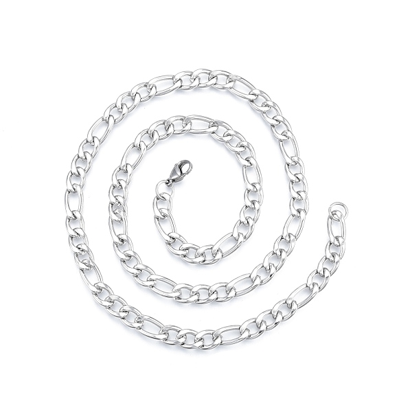 

PandaHall Men's 201 Stainless Steel Figaro Chains Necklace, Stainless Steel Color, 21.65 inch(55cm), Wide: 7mm 201 Stainless Steel