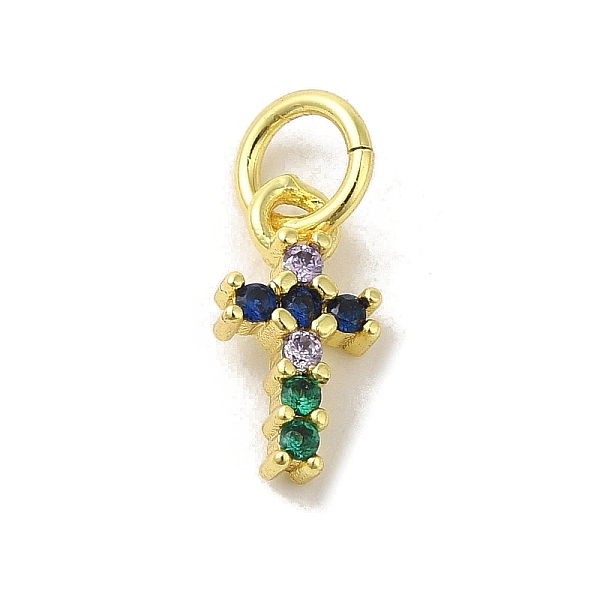 

PandaHall Brass Micro Pave Cubic Zirconia Charms, Real 18K Gold Plated, Cross Charms, Colorful, 10x5x2mm, Hole: 3mm Brass+Cubic...