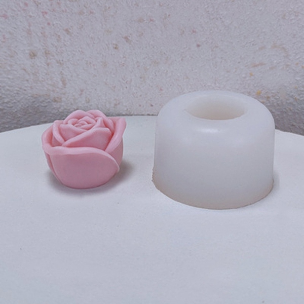 PandaHall Valentine's Day Theme DIY Candle Food Grade Silicone Molds, Handmade Soap Mold, Mousse Chocolate Cake Mold, Rose, White, 78x47mm...