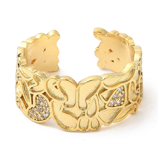 

PandaHall Rack Plating Brass Pave Clear Cubic Zirconia Open Cuff Rings, Butterfly Wide Band Rings for Women, Lead Free & Cadmium Free...