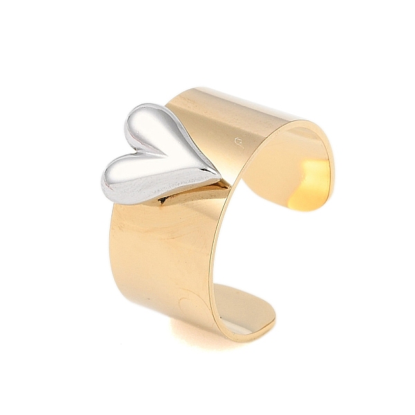 

PandaHall 304 Stainless Steel Heart Open Cuff Rings, Wide Band Ring for Women, Golden & Stainless Steel Color, Adjustable 304 Stainless...