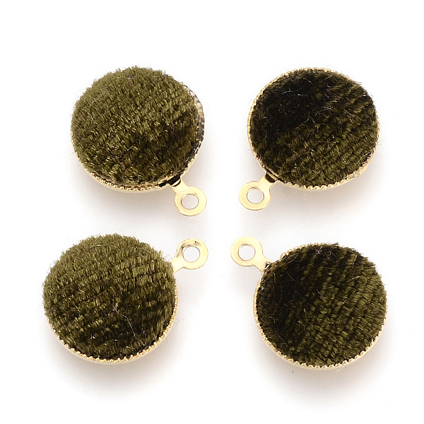 

PandaHall Handmade Velours Covered Pendants, with Brass Findings, Flat Round, Golden, Coffee, 14x11x3mm, Hole: 1mm Cloth Flat Round Brown