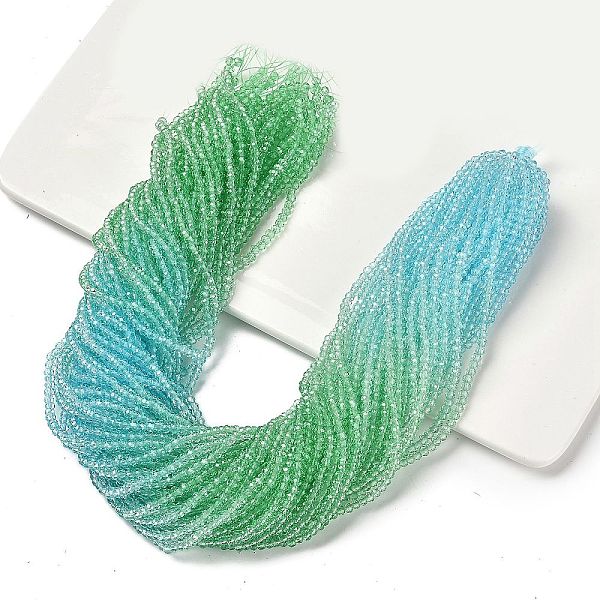 

PandaHall Transparent Painted Glass Beads Strands, Faceted, Rondelle, Colorful, 2.6x2.5mm, Hole: 0.5mm, about 130pcs/strand, 12.99''(33cm)...