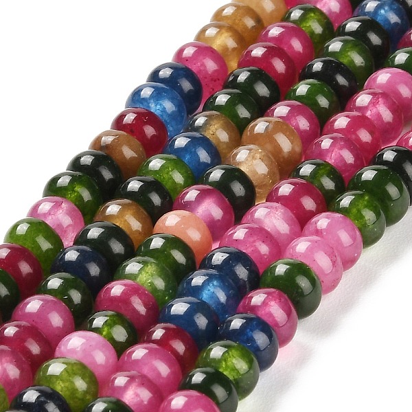 

PandaHall Natural Dyed White Jade Beads Strands, Rondelle, 6~6.5x4~4.5mm, Hole: 1mm, about 90pcs/strand, 15.35~15.55 inch(39~39.5cm) White...