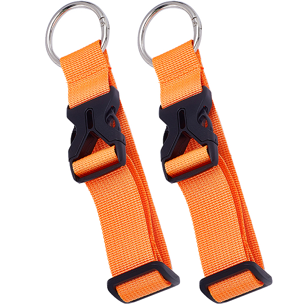 

PandaHall Nylon Adjustable Add-A-Bag Luggage Straps, with POM Side Release Buckle & Alloy Spring Gate Ring, Orange, 18x3.95x1cm Nylon Orange