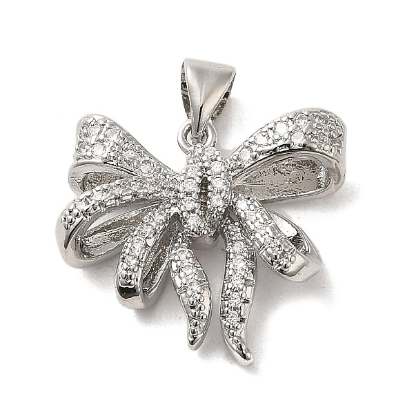 

PandaHall Brass Micro Pave Clear Cubic Zirconia Pendants, Bowknot, Platinum, 18x21.5x6mm, Hole: 4.5x4mm Brass+Cubic Zirconia Bowknot Clear