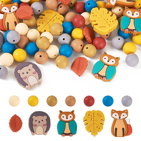 

PandaHall Beadthoven 69Pcs 12 Style Food Grade Eco-Friendly Silicone Beads, Chewing Beads For Teethers, DIY Nursing Necklaces Making, Round..., Multicolor