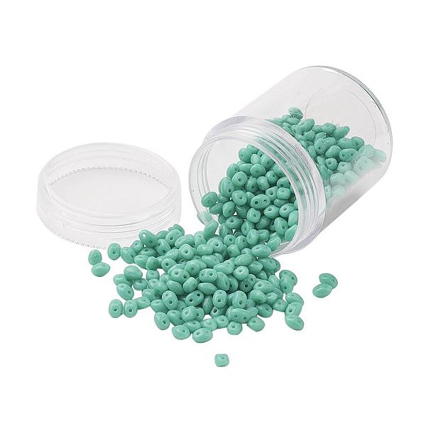 

PandaHall Czech Glass Seed Beads, 2-Hole, Opaque Colours, Turquoise, 5x3.5x3mm, Hole: 0.5mm, about 630pcs/box Czech Glass Oval Green