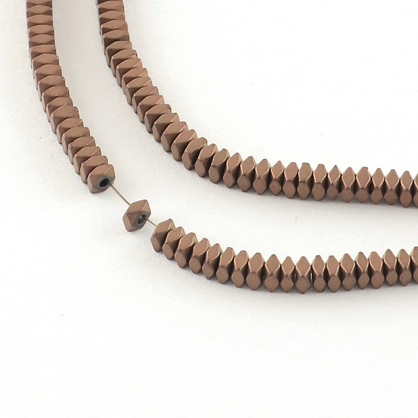 

PandaHall Faceted Square Electroplate Non-magnetic Synthetic Hematite Bead Strands, Matte Style, Copper Plated, 2x2x1mm, Hole: 0.5mm, about...