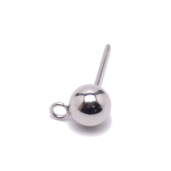 

PandaHall 304 Stainless Steel Ball Stud Earring Post, Earring Findings, with Loop, Stainless Steel Color, 17x8.8x6mm, Hole: 1.6mm, Pin...