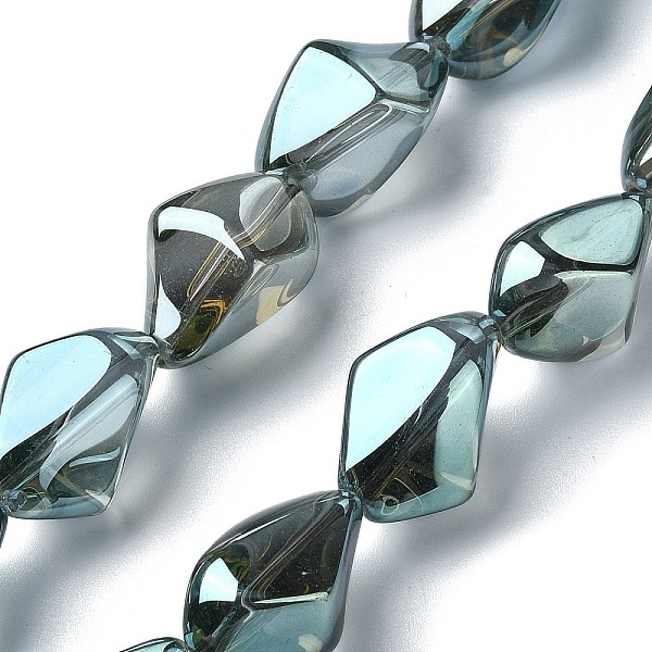 

PandaHall Electroplate Transparent Glass Beads Strands, Rainbow Plated, Nuggets, Dark Slate Gray, 22x12.5x15mm, Hole: 1.4mm, about...