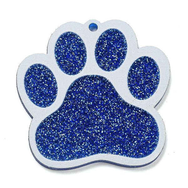 

PandaHall Opaque Acrylic Pendants, with Glitter Powders, Cat Paw Print, Royal Blue, 38.5x38.5x2.5mm, Hole: 2mm Acrylic Paw Print