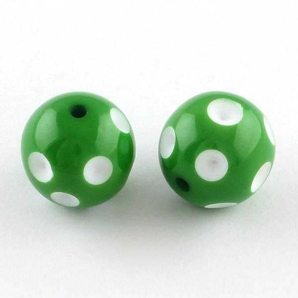 

PandaHall Chunky Bubblegum Acrylic Beads, Round with Polka Dot Pattern, Green, 20x19mm, Hole: 2.5mm, Fit for 5mm Rhinestone Acrylic Round...