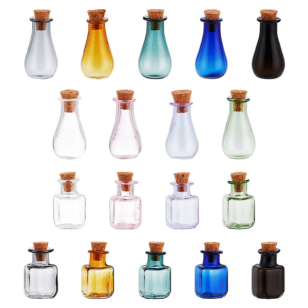 

PandaHall BENECREAT 18 Pack 9 Colors Mini Potion Bottle, 2 Shapes Multi Color Cork Stoppers Glass Bottles Wishing Bottle for DIY Crafts..., Multicolor